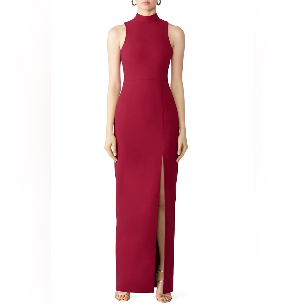 Likely Teigan Stretch Crepe High Neck Sleeveless Open Back Rumor Red Gown Nwt 2